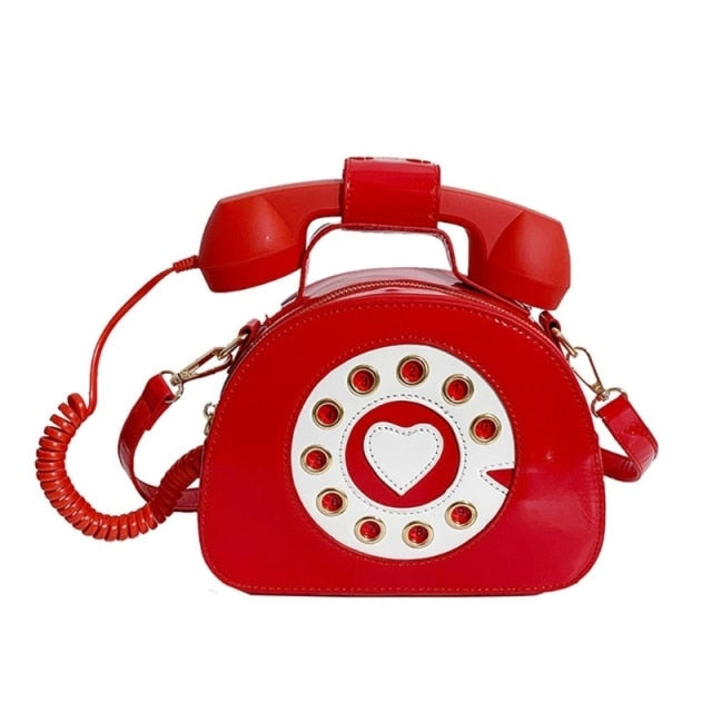 Rotary Phone Handbag - Red - bags, handbag, handbags, latex, phone