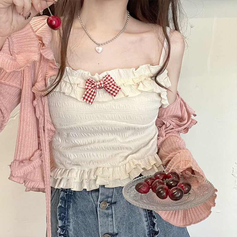 Ruffled Fairycore Nymphette Coquette Tank Top Crop | Kawaii Babe