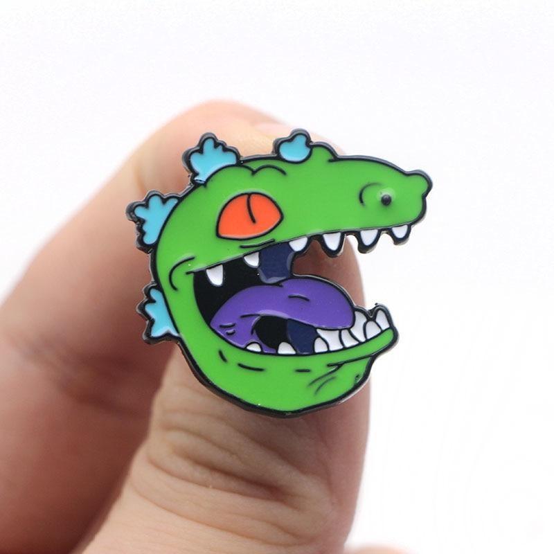 Cute Rugrats Metal Enamel Pin Lapel Brooch Set Chucky Angelica Reptar Tommy Nickelodeon
