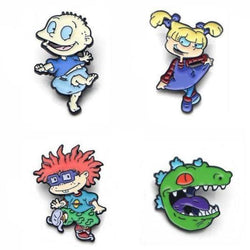 Cute Rugrats Metal Enamel Pin Lapel Brooch Set Chucky Angelica Reptar Tommy Nickelodeon 