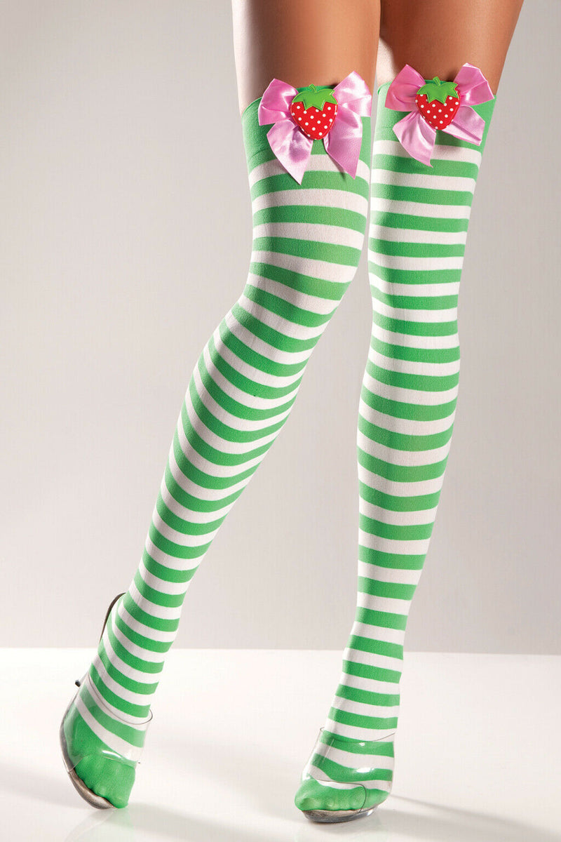 Strawberry Striped Stockings Thigh High Lolita Kawaii