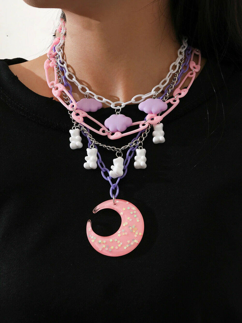 Candy Moon Fairy Kei Chain Necklace Decora Pendant | Kawaii Babe