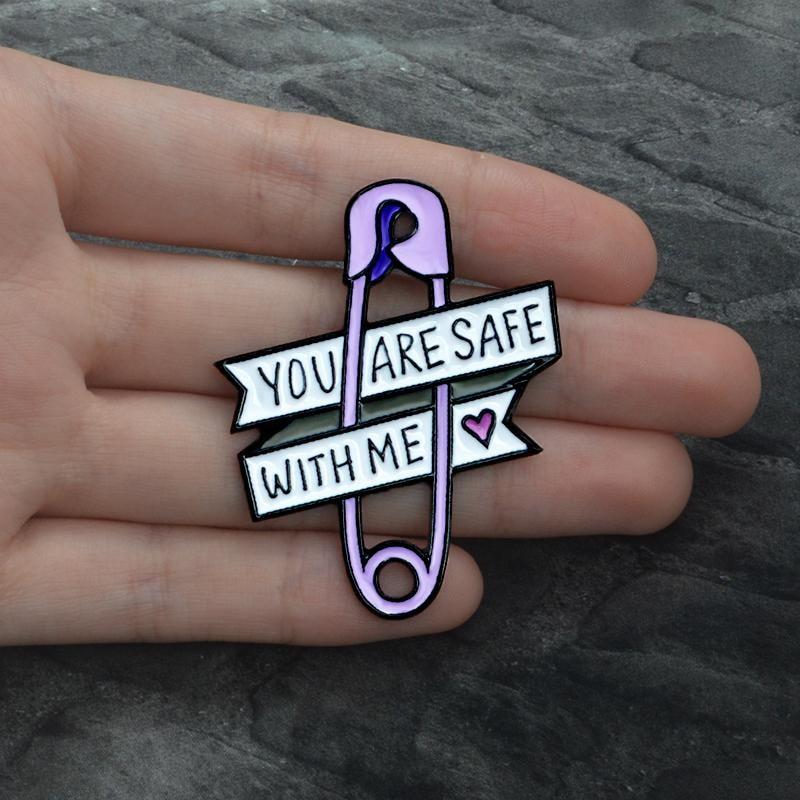 You Are Safe With Me Enamel Pin Brooch Lapel | Kawaii Babe