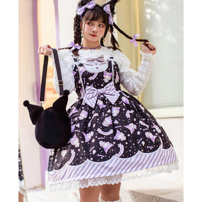 Kuromi Plush Doll Lolita Dress Sanrio Japan –