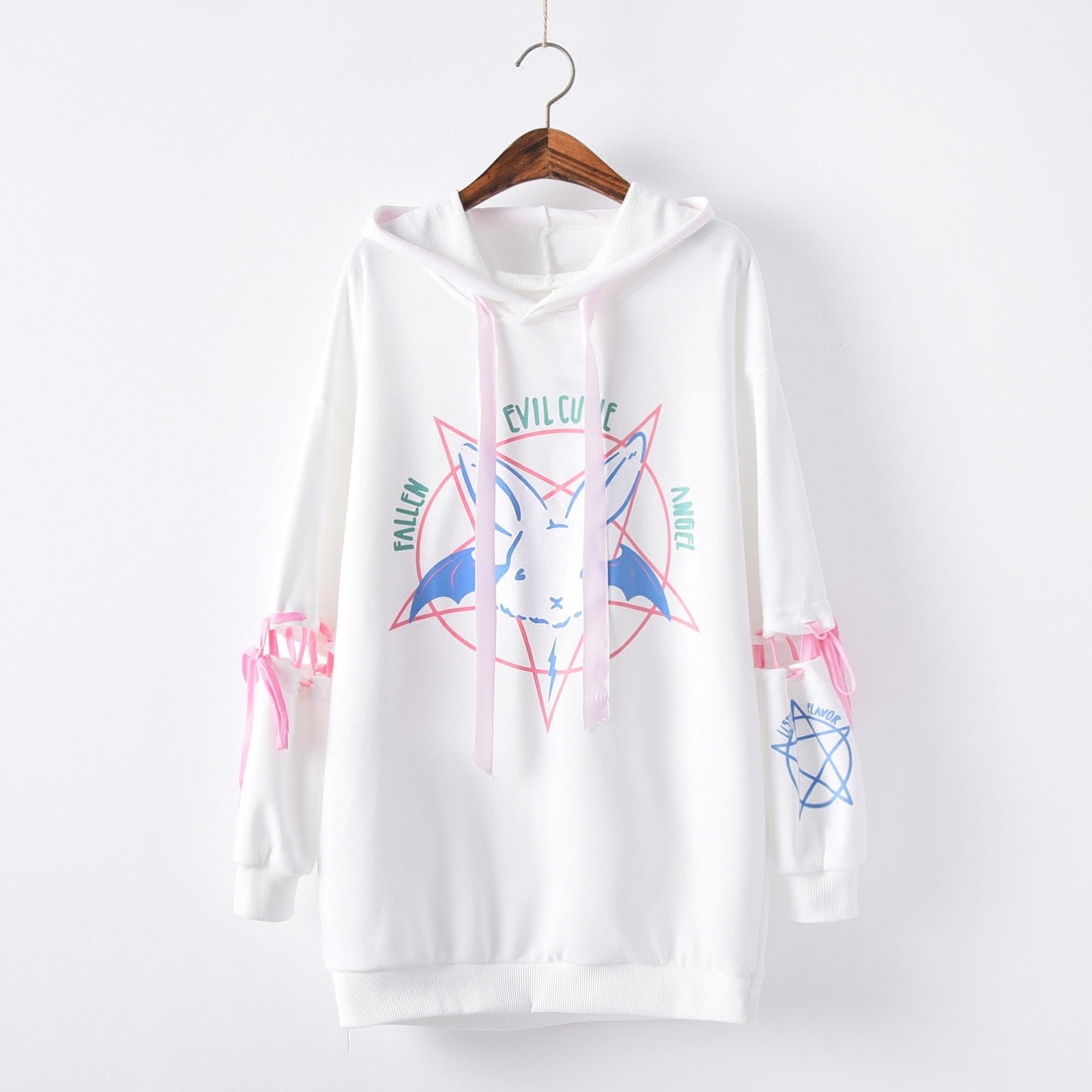 Satanic Angel Bunny Patchwork Cute Satan Cult Lace Hoodie Sweater Kawaii Babe