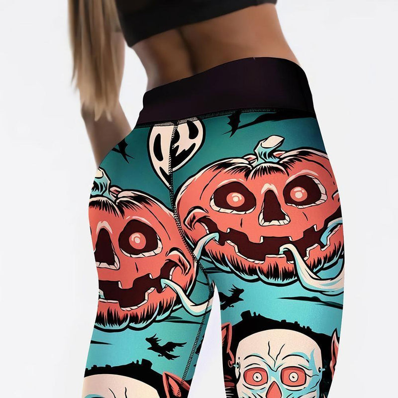 Screaming Pumpkin Leggings Gothic Halloween Pants
