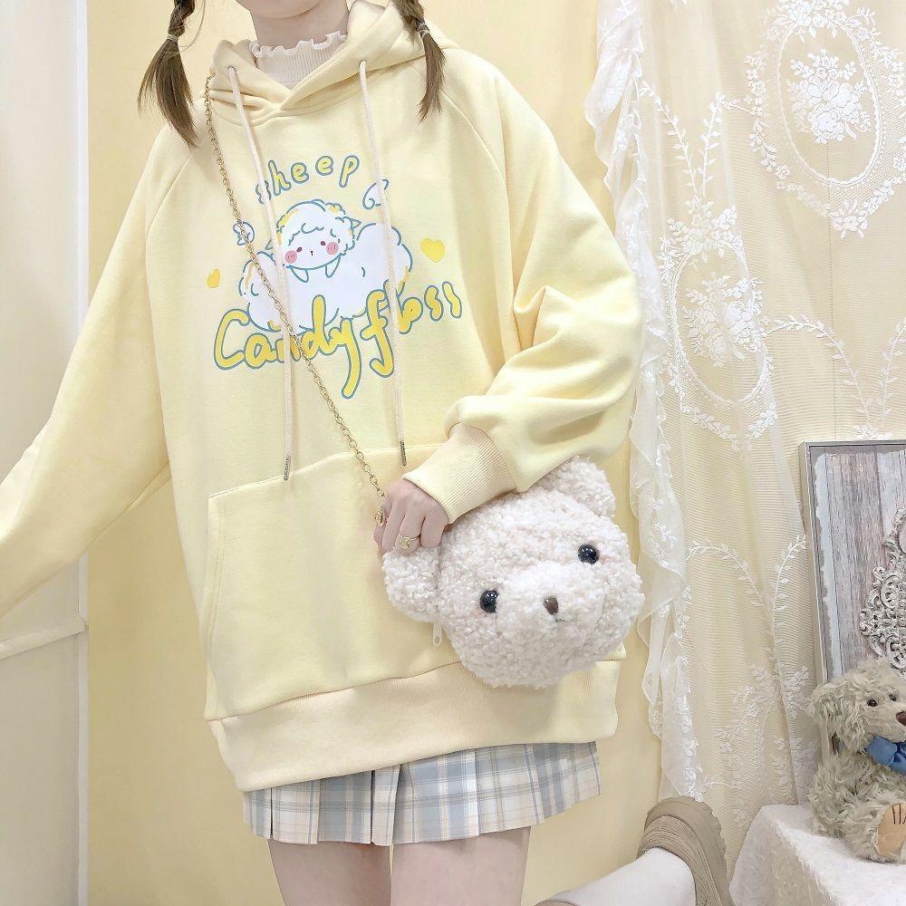 Yellow Sheep Candyfloss Hoodie Long Sleeve Sweater Kawaii Babe