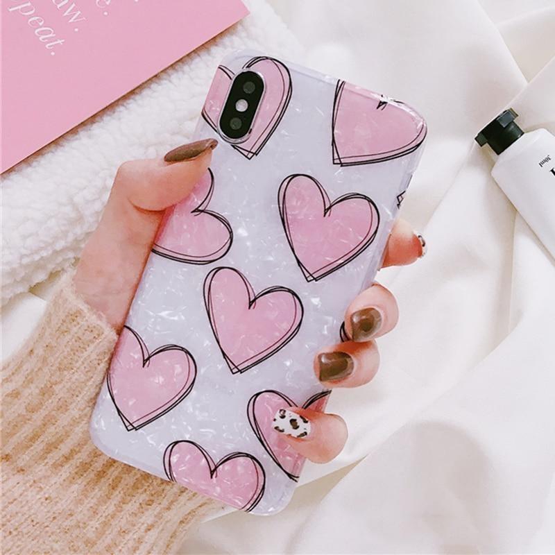  for Apple iPhone Xs/X Coffee Lover Valentine's Hearts Pink  Drink Latte Phone Case Cover : Cell Phones & Accessories