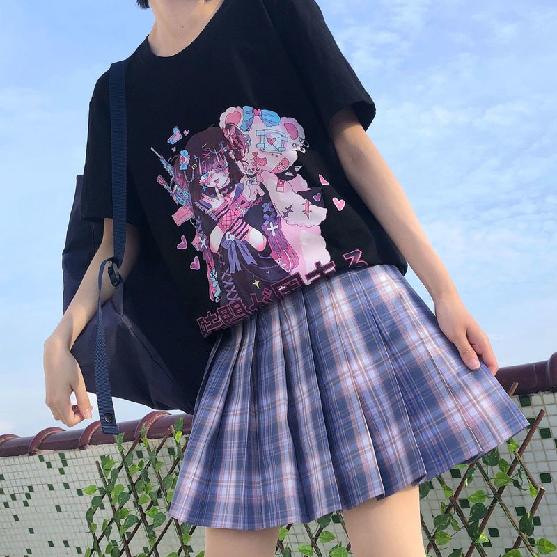 WINKEEY Women Long Sleeve Top EGirl Gothic Punk Tee Shirt Japanese Kawaii Cute  Anime Print TShirt for Girls Black Angel2 S  Amazoncouk Fashion