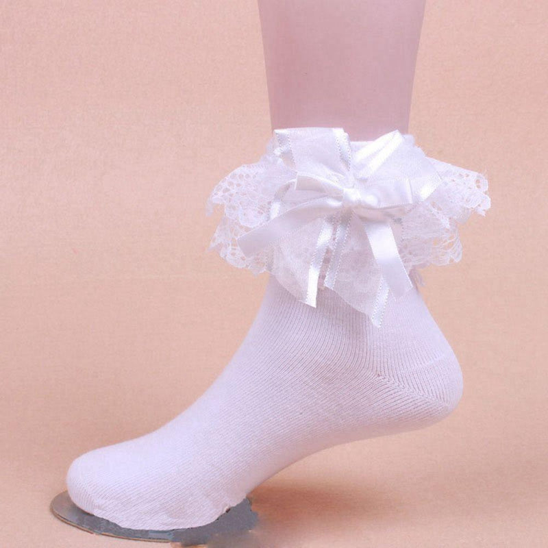 Lolita Socks Women's Ruffle Socks With Frill Black White Kawaii