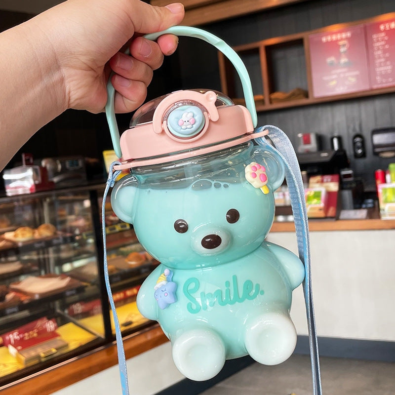 Smile Baby Bear Glass Water Bottle Sippy Cups | Kawaii Babe