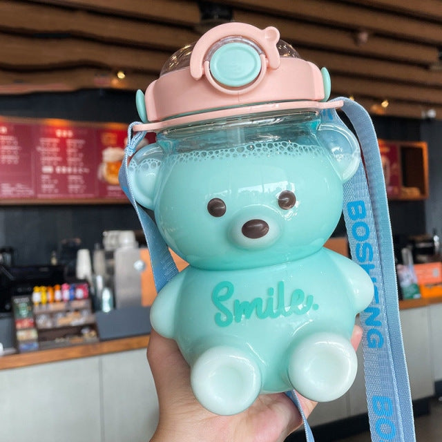 Smile Baby Bear Glass Water Bottle Sippy Cups | Kawaii Babe