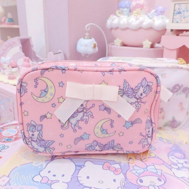 Smol Unicorn Cosmetic Bag - Square Pink - storage