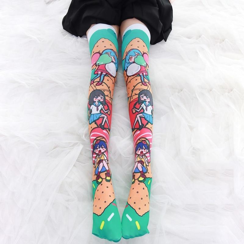 Snacky Babe Stockings - cartoon, colorful, kawaii, sock, sockies