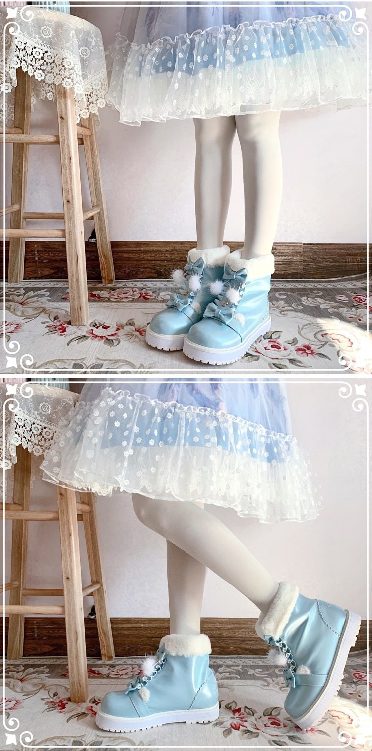 Snowy Bear Booties - anke boots, ankle baby doll biker booties