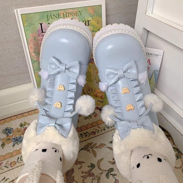 Snowy Bear Booties - Blue / 7 - anke boots, ankle baby doll biker booties