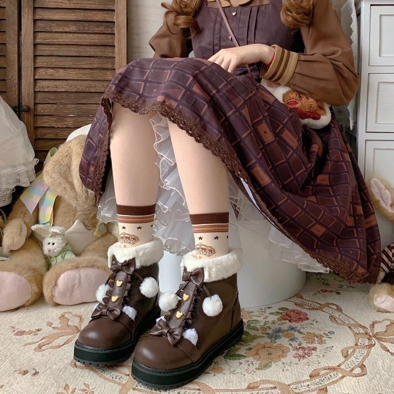 Snowy Bear Booties - Brown / 4.5 - anke boots, ankle baby doll biker booties