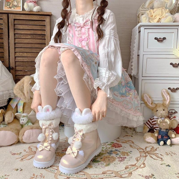 Snowy Bear Booties - Holographic / 4 - anke boots, ankle baby doll biker booties