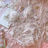 Soft Baby Bun Lingerie Set Ruffled Kawaii Cute Pink Bunny