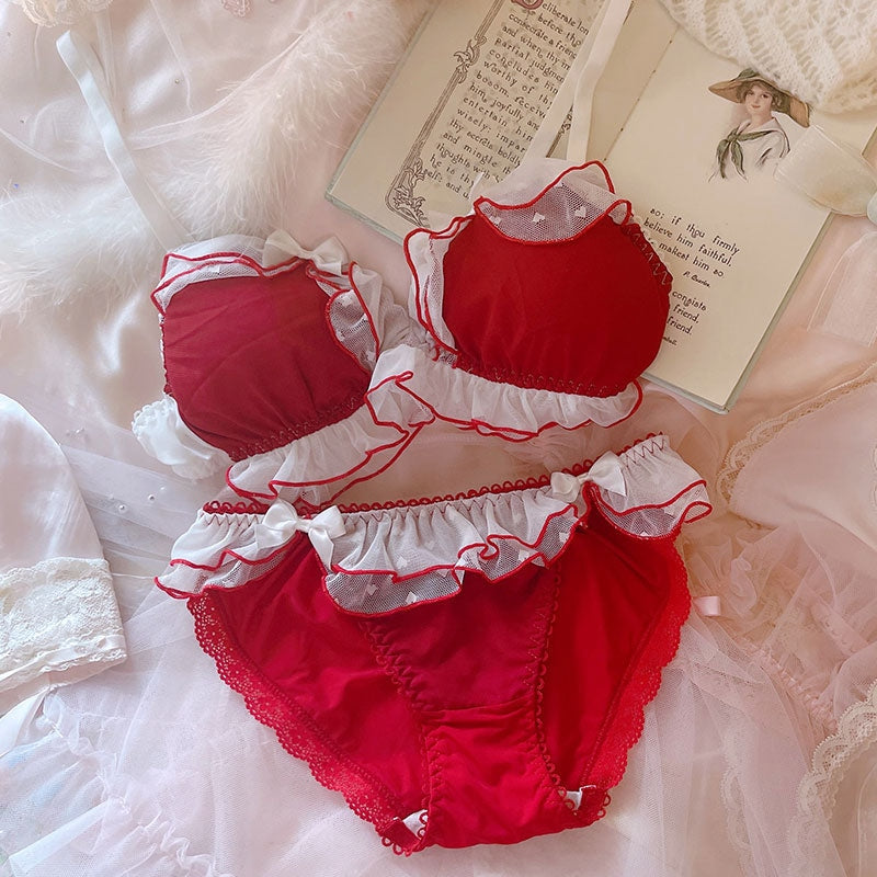 Soft Chiffon Princess Lingerie Set Ruffles Lolita Nymphette Kawaii ...