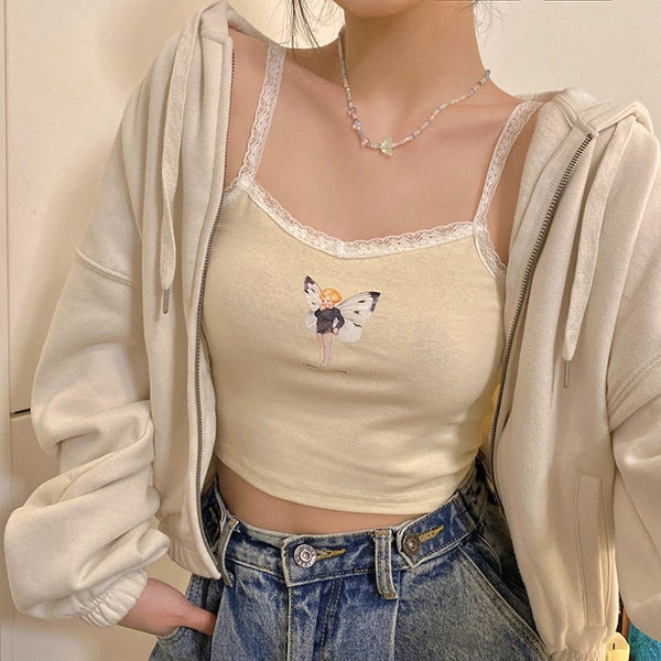 Liquid Glitter Heart Tank Top Croped Shirt Princess Cute Kawaii Babe