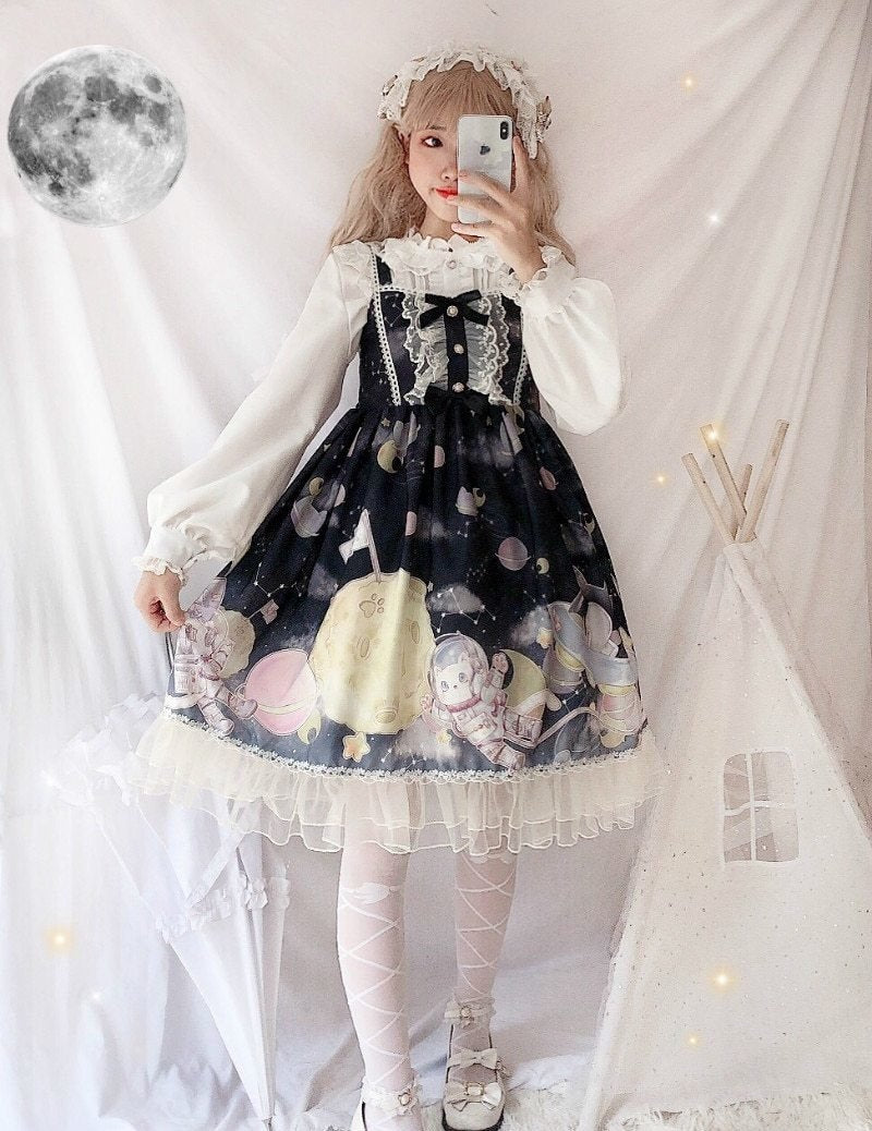 Space Travel Lolita Dress - alien, aliens, cat, dresses, et