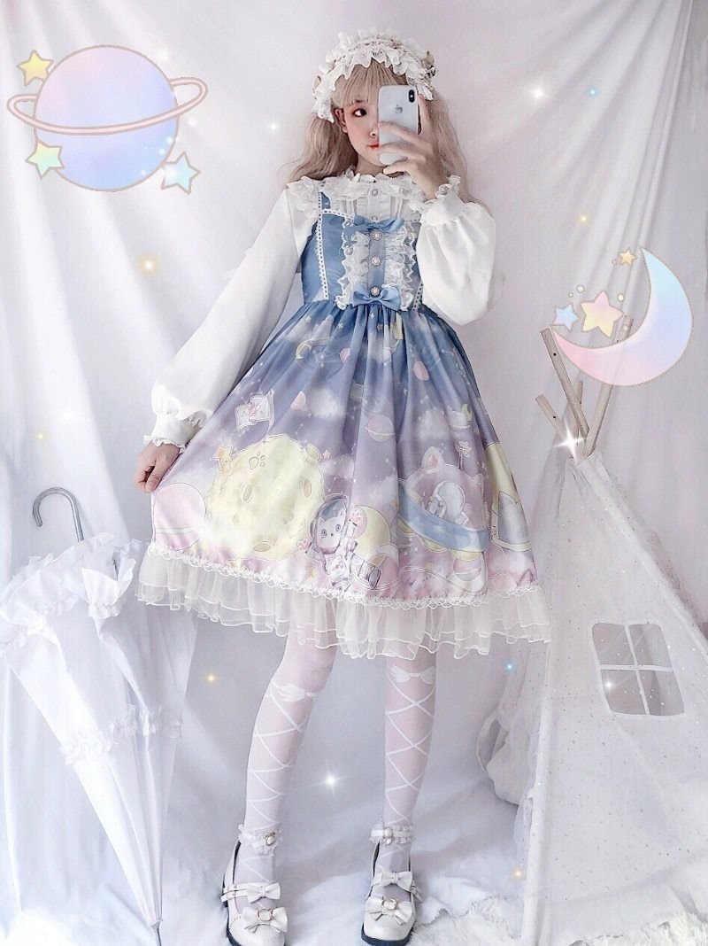 Space Travel Lolita Dress - alien, aliens, cat, dresses, et