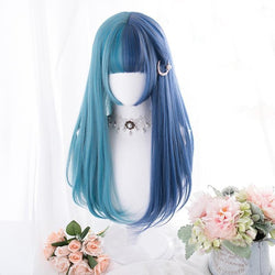 Split Blue Lolita Wig - Straight - cosplay, cosplayer, curly, hair, kanekalon