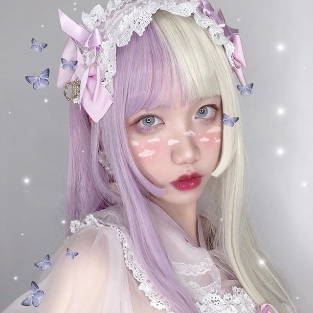 Split Lavender Blonde Lolita Wig Cosplay Kawaii Pastel | Kawaii Babe