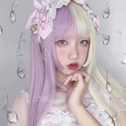 Split Lavender Lolita Wig - bangs, fairy kei, fake hair, kanekalon, lolita wig