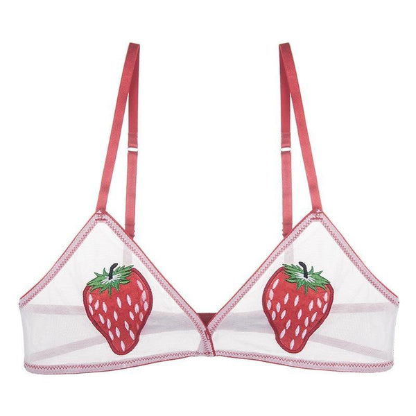 Cute Strawberry Transparent Bralette Bra Berries Fruit Kawaii Lingerie