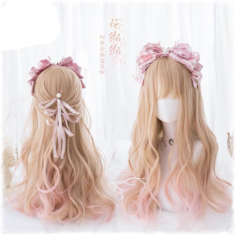 Long Strawberry Blond Hair Wig Cosplay Harajuku Fashion 