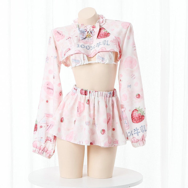 Strawberry Cow Cosplay Lingerie Set Costume Kawaii Babe Strawberry Cow Cosplay Lingerie Set Costume Kawaii Babe