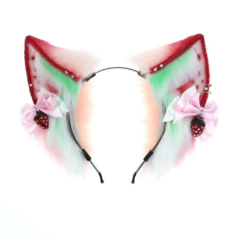 Strawberry Kitten Ears - cat ear, ears, headband, headbands, kitten