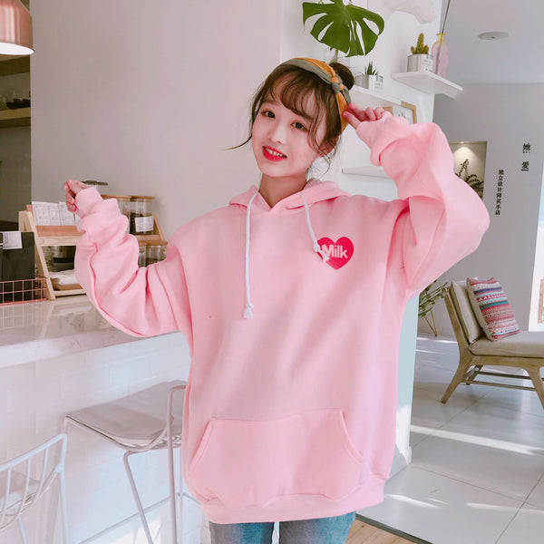Kawaii Hoodie Sweater Girl Student Thin Spring and Autumn Korean Loose  Color Matching Cute Hooded Ears Japanese Girly Dress (Color : Pink, Size :  XX-Large) : : Clothing, Shoes & Accessories