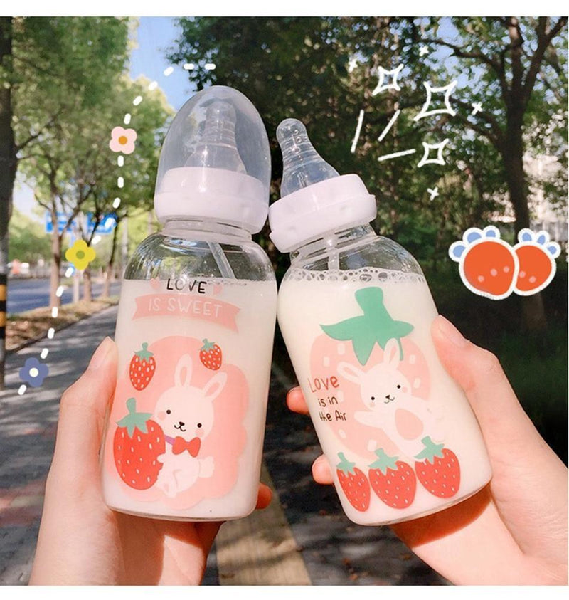 NEW 300 ML Cute Strawberry Water Milk Drinking Glasses Cup with