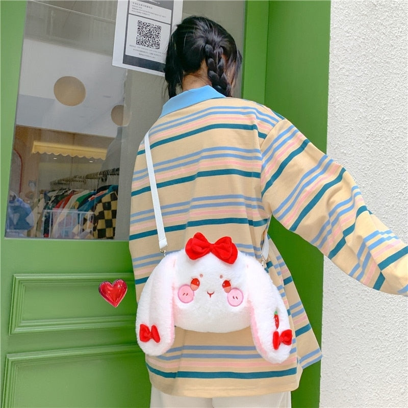 Strawbunny Plush Handbag - bags, bunnies, bunny, bunny bag, rabbit