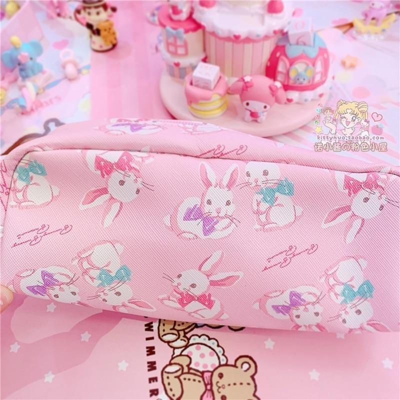 Strawbunny Storage Bag - Pink Bunnies Bag - cosmetic bag