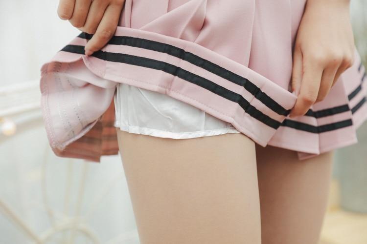 Striped School Girl Tennis Skirt Pleated Pink Cute Kawaii Harajuku Fashion
