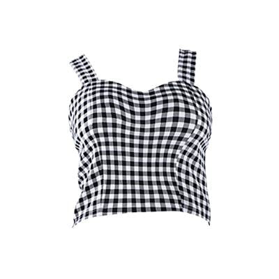 Summer Camisole Crop Top Tank Shirt Belly Plaid Gingham Floral Prints 