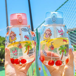 Cute Bear Water Bottles For Girls Kids With Straw Summer Large Capacity Cup