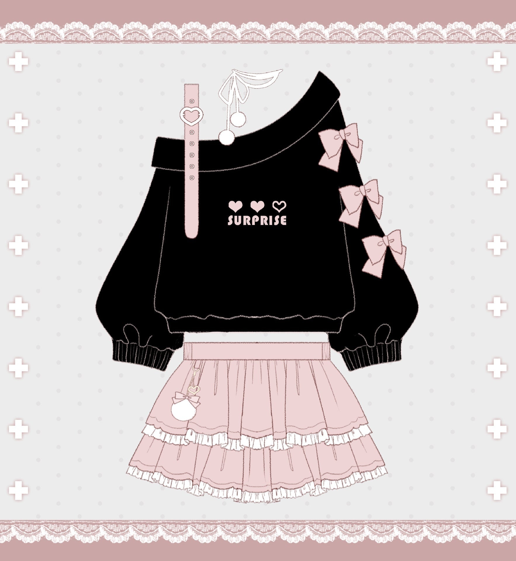 Surprise Me Pastel Goth Clothing Skirt And Top Set Kawaii Babe 7825