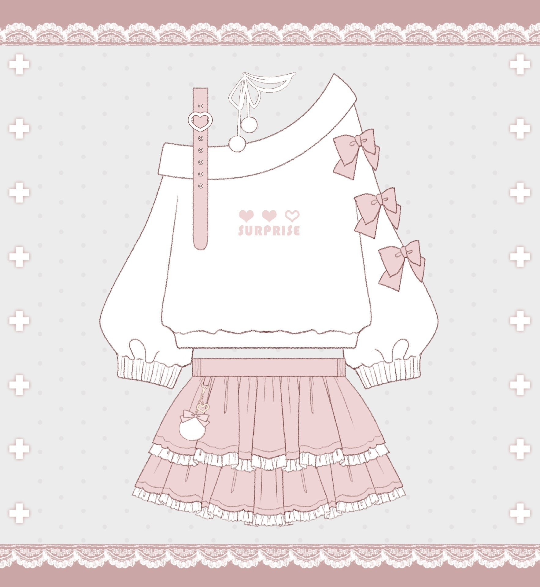 Surprise Me Pastel Goth Clothing Skirt & Top Set Kawaii Babe