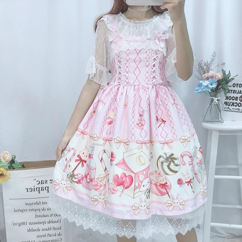 Pastel Pink Sweets Candy JSK Sweet Lolita Dress EGL Kawaii Fashion Fairy Kei 