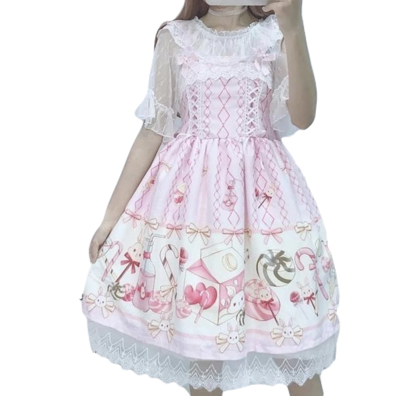 Pastel Pink Lolita JSK Dress Fairy Kei Kawaii Fashion