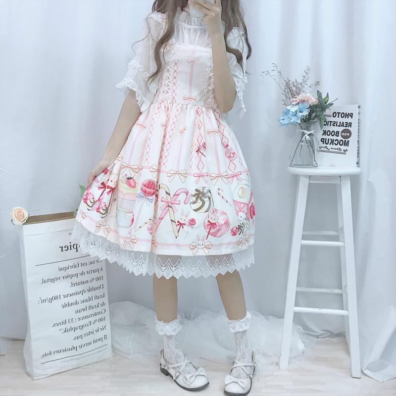 Pastel Pink Lolita JSK Dress Fairy Kei Kawaii Fashion | Kawaii Babe Blouse Style 2 Pastel Pink Lolita JSK Dress Fairy Kei Kawaii Fashion | Kawaii Babe Blouse Style 2