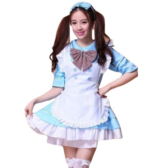 Naughty French Maid Costume Anime Lolita Cosplay Dress with Lace Choke   YOMORIO