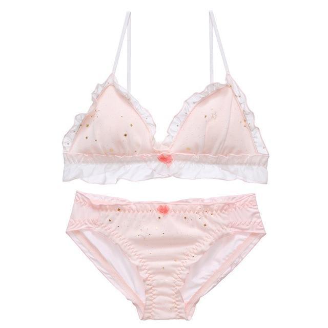 Sweet Valentine Lingerie Set - Pink Starry Sky / M (A or B Cup) - lingerie