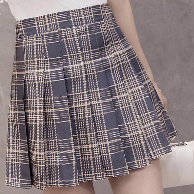 Tartan Plaid School Girl Skirt - Grey / XS - skirt
