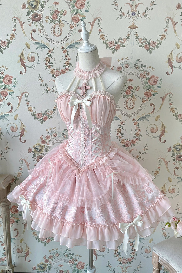Elegant Gothic Lolita Dress EGL Community Queen Royalty Kawaii Babe Pink / L